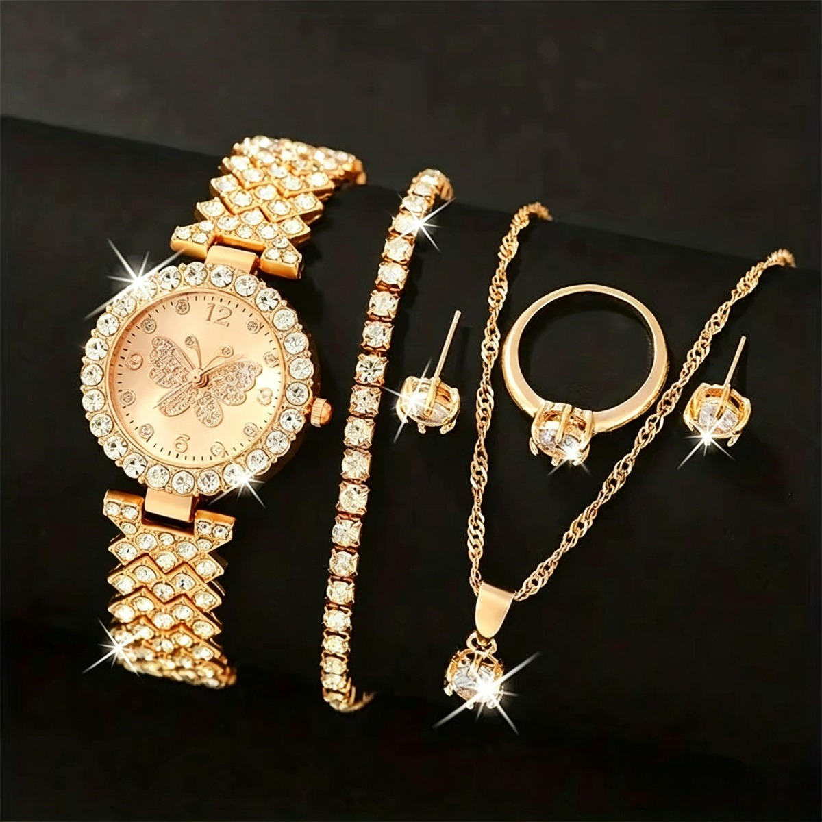 Luxury Watch Organizer - 6PCS/Set Luxury Rhinestone Butterfly Women Quartz