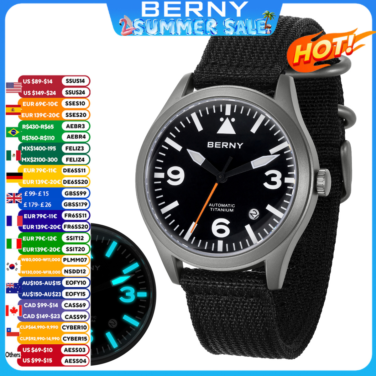 Titanium Sport Watch - BERNY Full Titanium Automatic Watch for