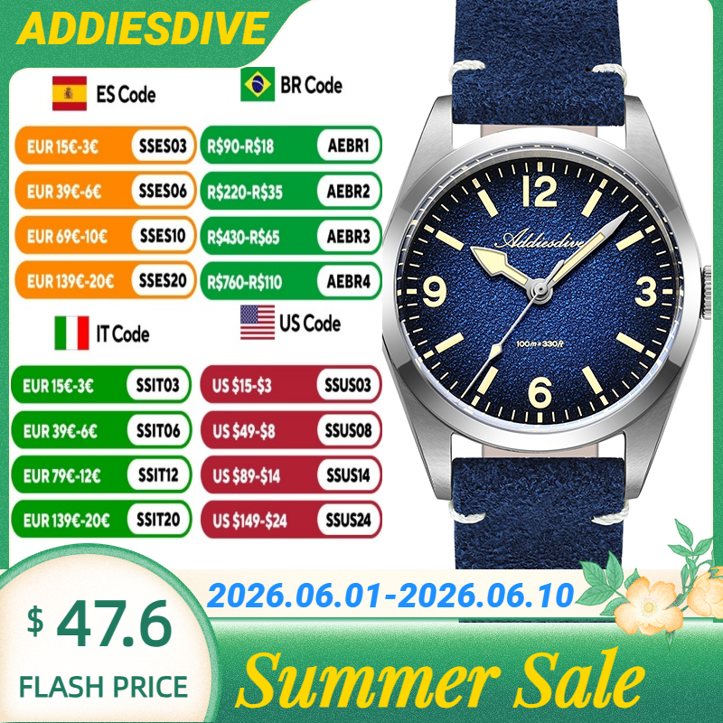 Luxury Watch Quartz - ADDIESDIVE 36MM 200M Waterproof Sapphire Glass