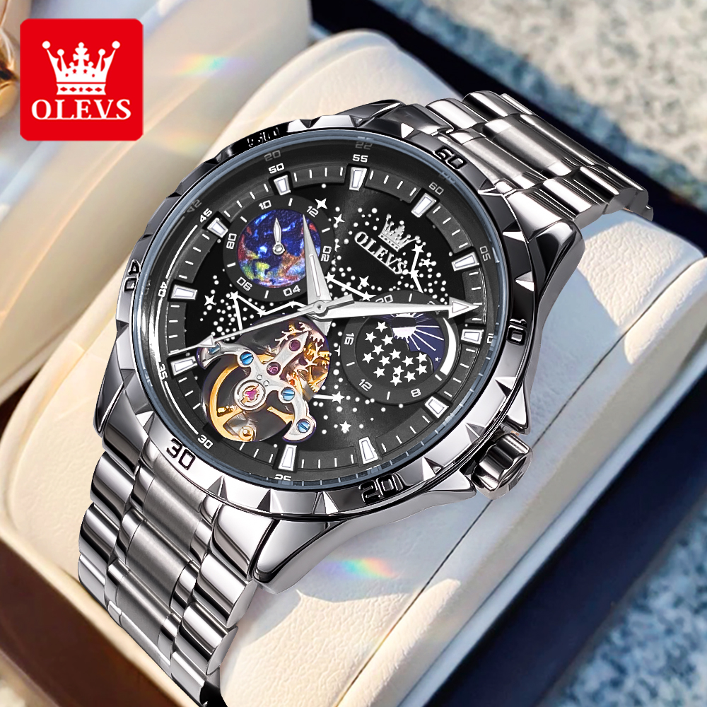 Luxury Watch Wallpaper - OLEVS 6689 Luxury Brand Moon Phase