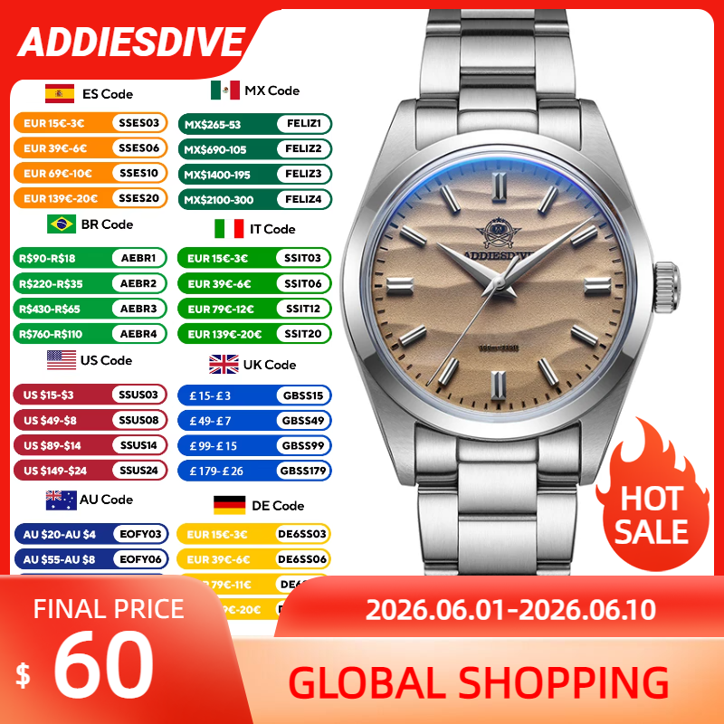 Luxury Watch Drawing - ADDIESDIVE New 36MM Quartz Watch for