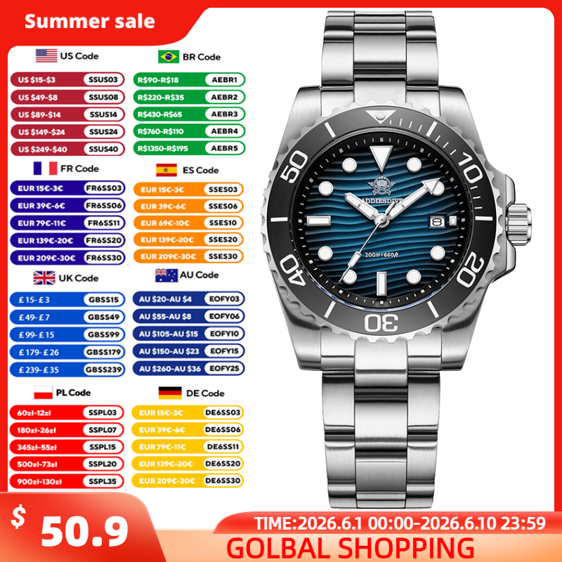 Luxury Watch Strap - ADDIESDIVE Men's 2115 Quartz Watch Sand