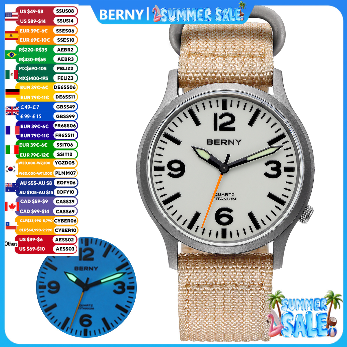 BERNY Titanium Watches for Men - Titanium Sport Watch บทวิจารณ์และราคา