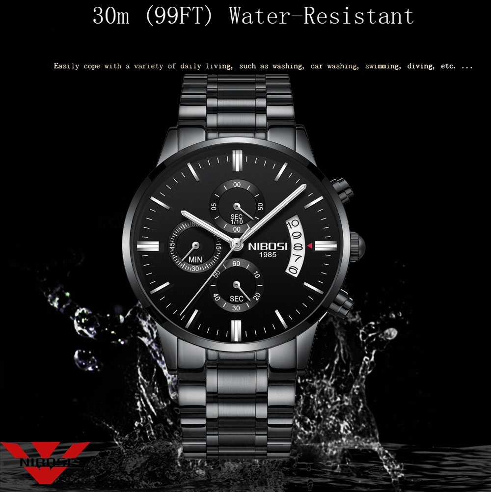 NIBOSI Stainless Steel Black Q - Luxury Watch All Black บทวิจารณ์และราคา