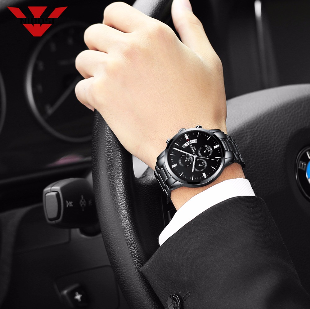 NIBOSI Stainless Steel Black Q - Luxury Watch All Black บทวิจารณ์และราคา