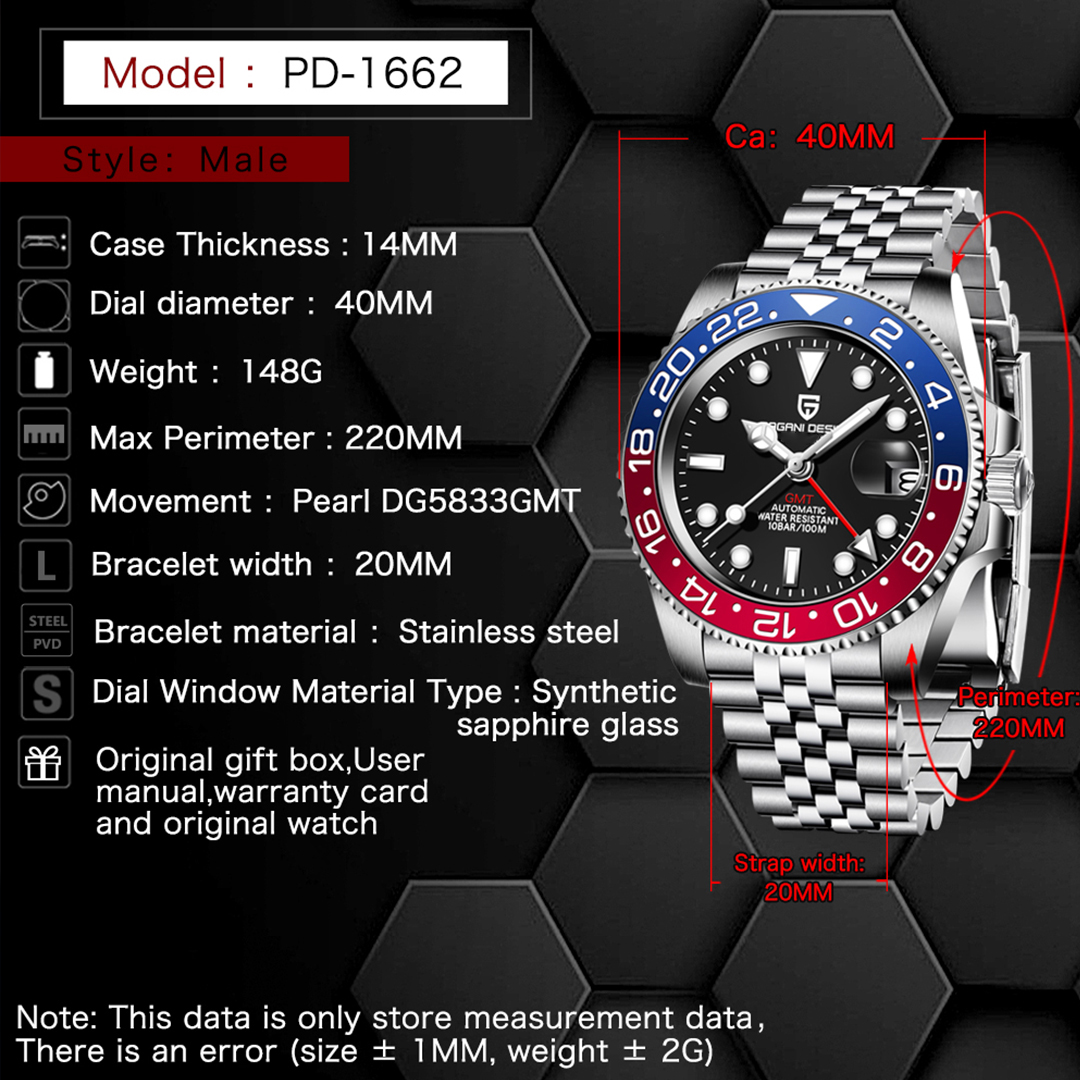 New PAGANI DESIGN GMT Watch Me - Luxury Watch Box บทวิจารณ์และราคา