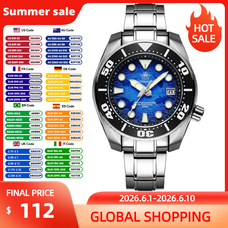 ADDIESDIVE Top Brand Mechanica - Luxury Watch Drawing บทวิจารณ์และราคา
