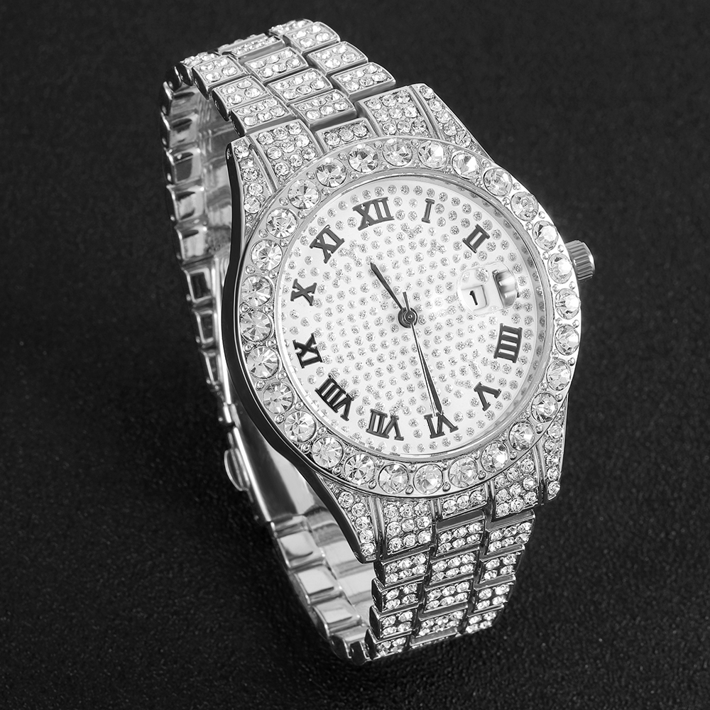 1 Hip-hop Full Diamond Silver  - Luxury Watch Wallpaper บทวิจารณ์และราคา