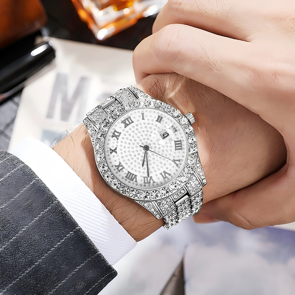 1 Hip-hop Full Diamond Silver  - Luxury Watch Wallpaper บทวิจารณ์และราคา