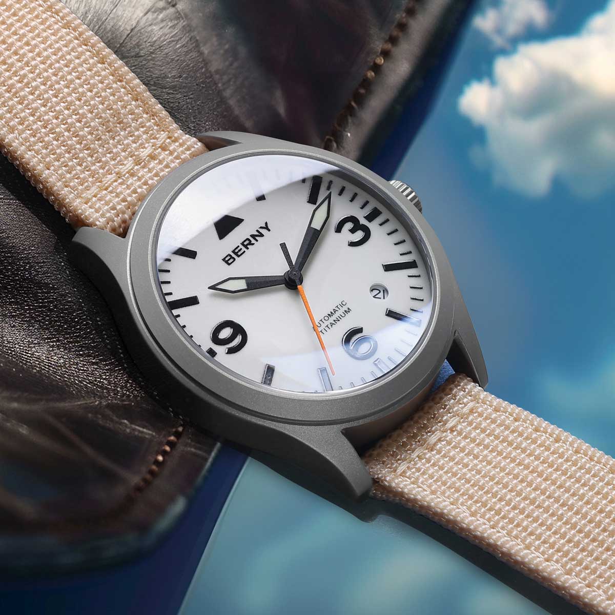 BERNY Men Aviation Mechanical  - Titanium Sport Watch บทวิจารณ์และราคา