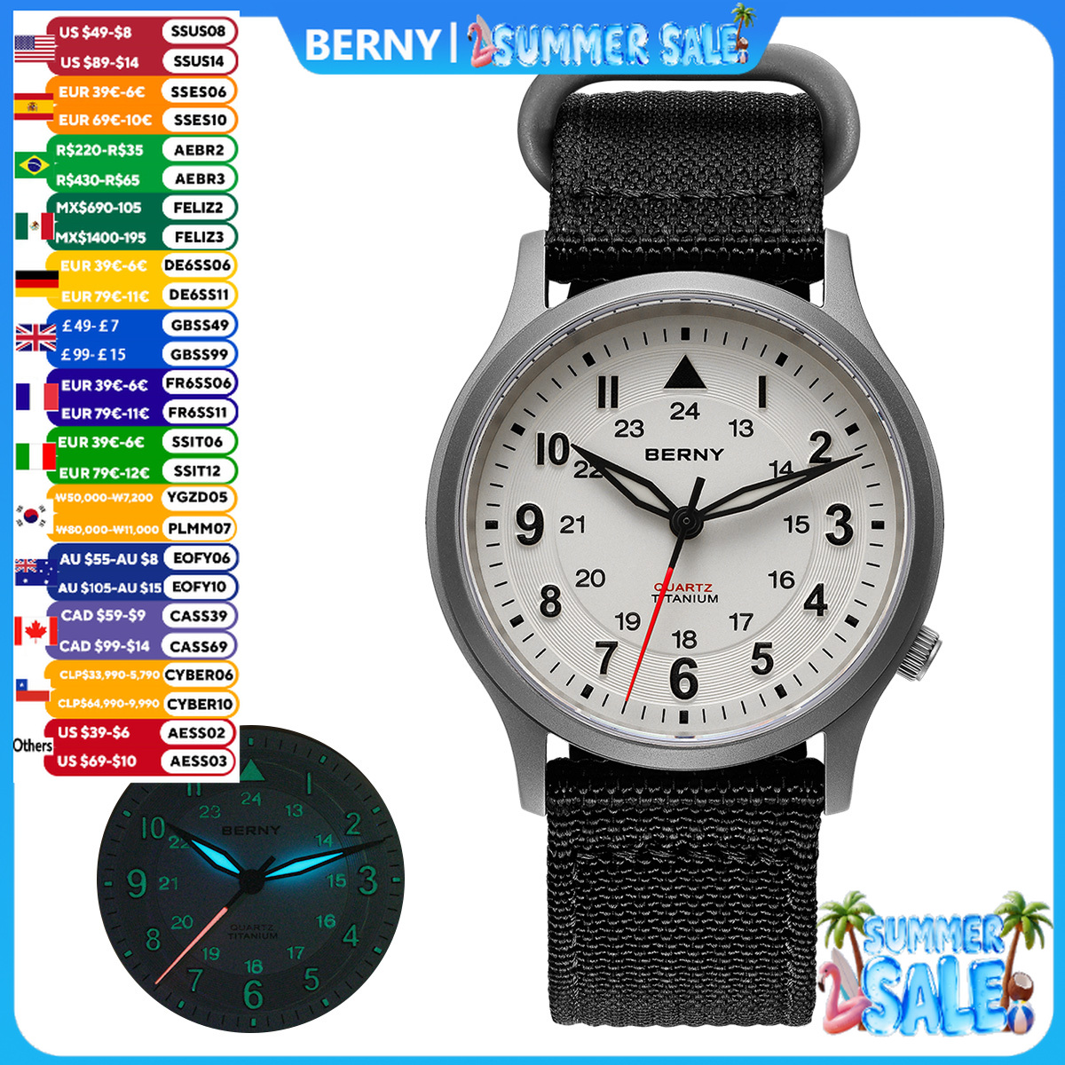 BERNY Titanium Watches for Men - Titanium Sport Watch บทวิจารณ์และราคา