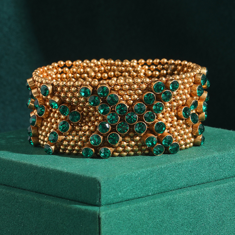 Vintage Green Rhinestone Brace - Luxury Watch Dubai บทวิจารณ์และราคา