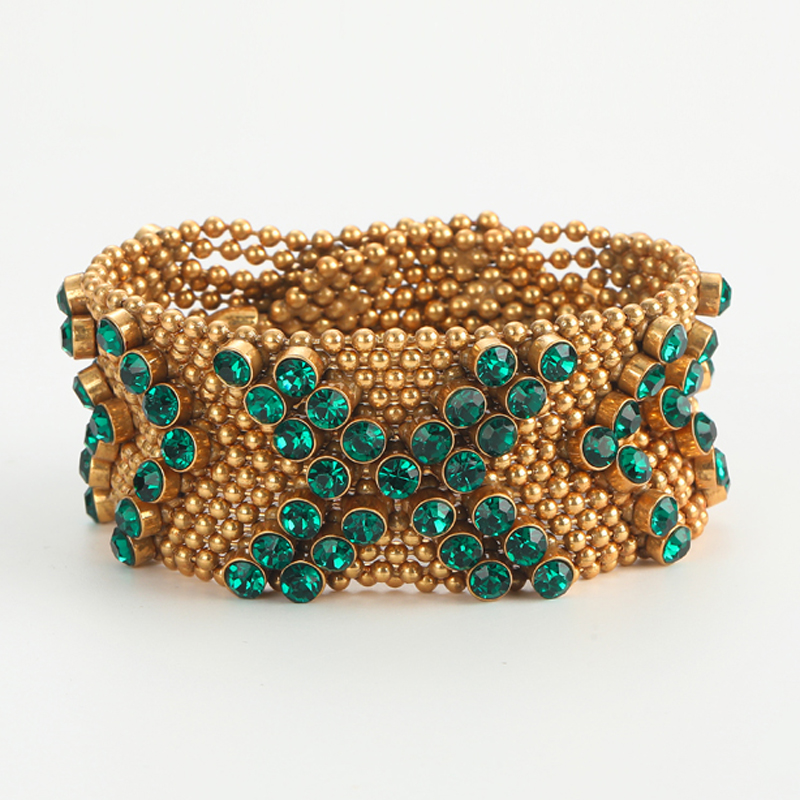 Vintage Green Rhinestone Brace - Luxury Watch Dubai บทวิจารณ์และราคา