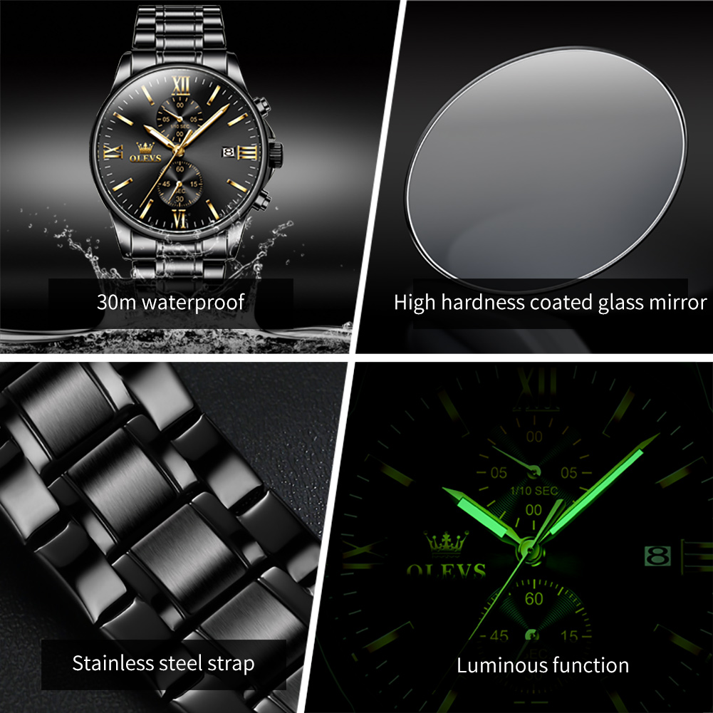 OLEVS 2886 Classic Black Quart - Luxury Watch All Black บทวิจารณ์และราคา