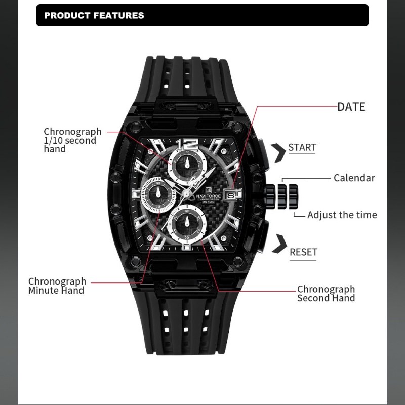 NAVIFORCE Man's Watch 5ATM Wat - Luxury Watch Strap บทวิจารณ์และราคา