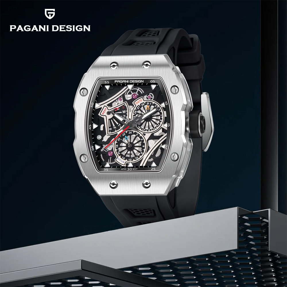PAGANI DESIGN Black Silicone w - Luxury Watch All Black บทวิจารณ์และราคา