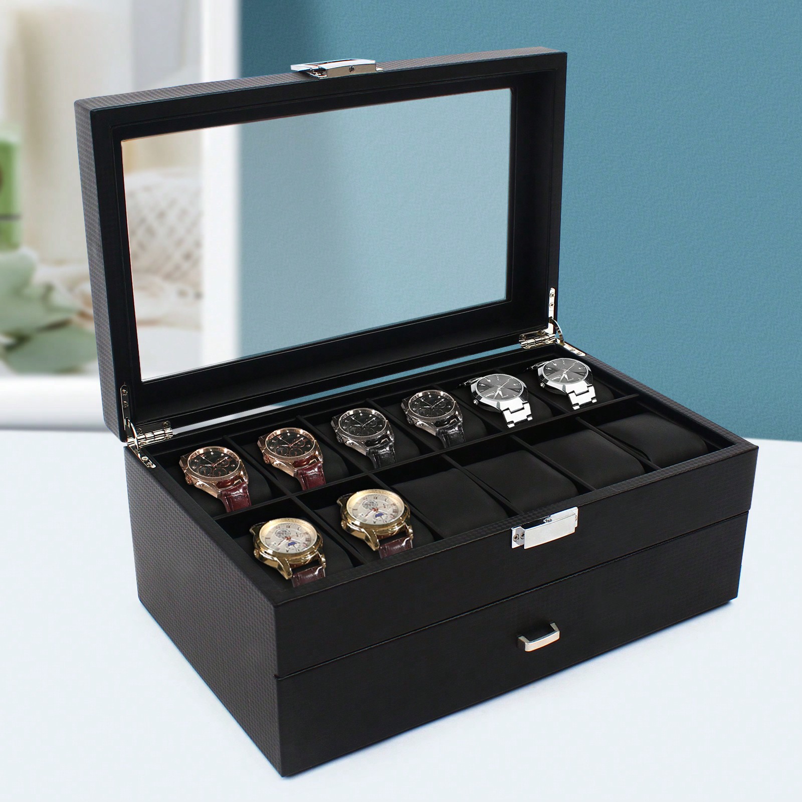 24 Slot Men Watch Display Case - Luxury Watch Organizer บทวิจารณ์และราคา