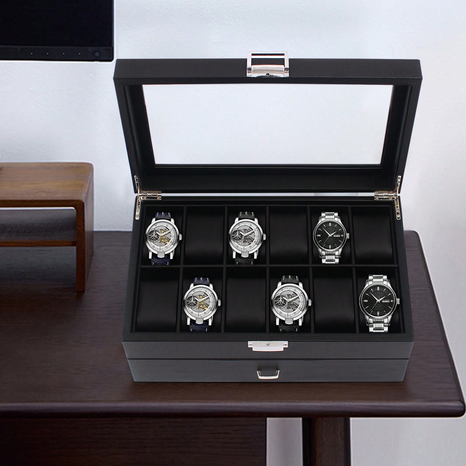 24 Slot Men Watch Display Case - Luxury Watch Organizer บทวิจารณ์และราคา