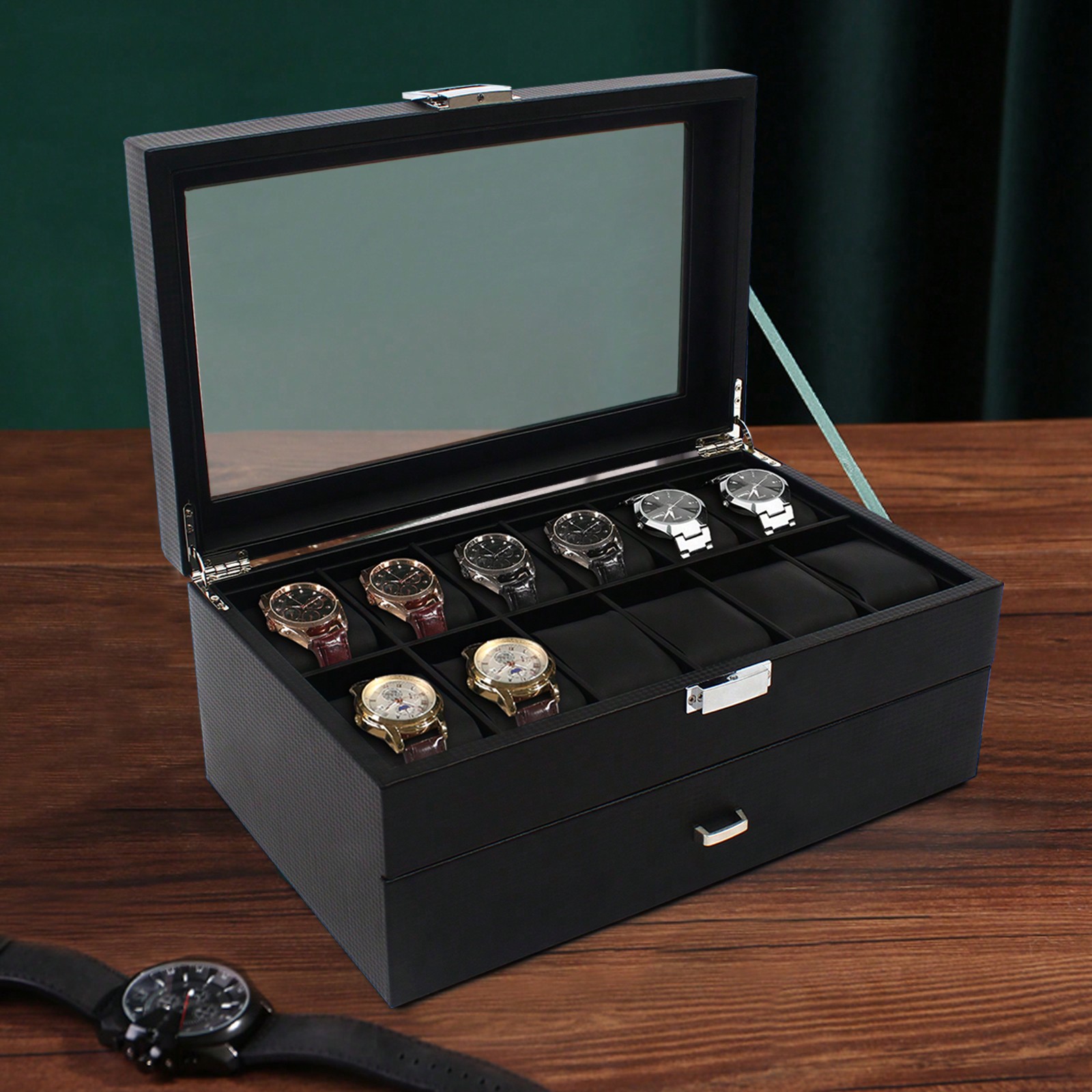 24 Slot Men Watch Display Case - Luxury Watch Organizer บทวิจารณ์และราคา