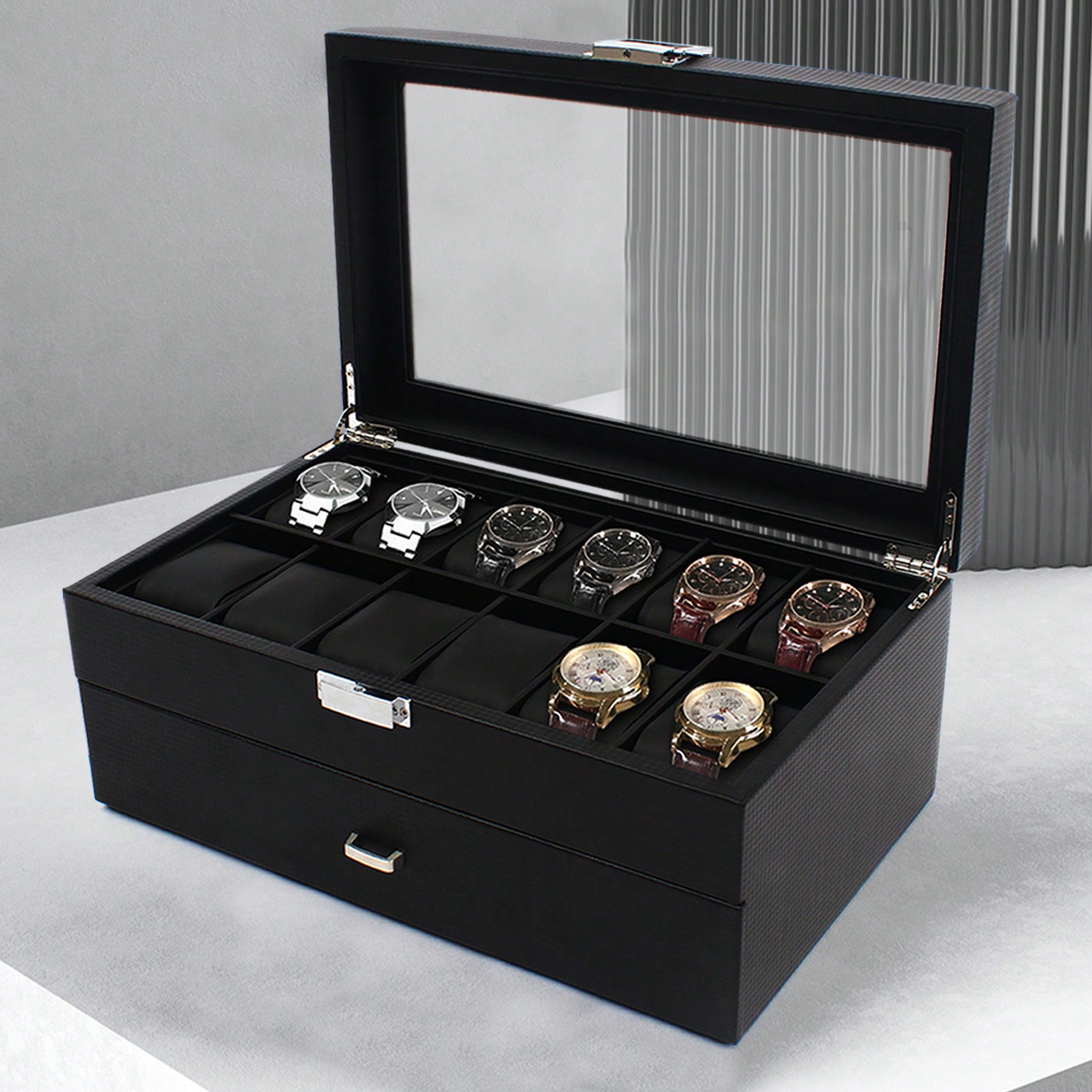 24 Slot Men Watch Display Case - Luxury Watch Organizer บทวิจารณ์และราคา