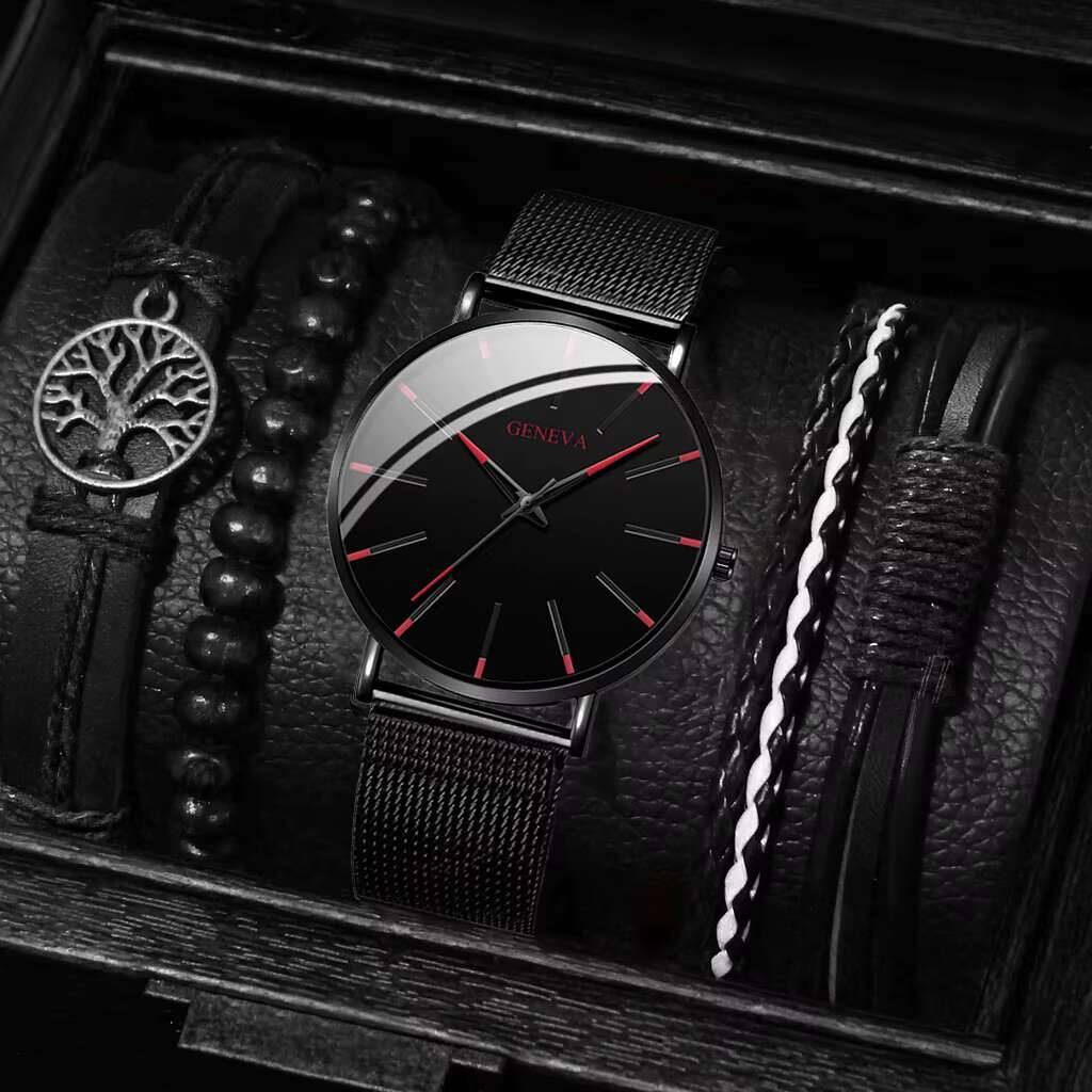 5PCS/Set Luxury Men Business W - Luxury Watch All Black บทวิจารณ์และราคา