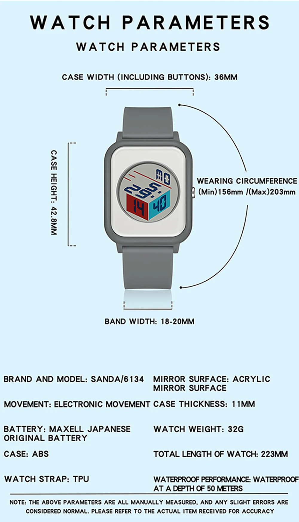 Sanda 6134 3D dial watch, male - Luxury Watch Shop บทวิจารณ์และราคา
