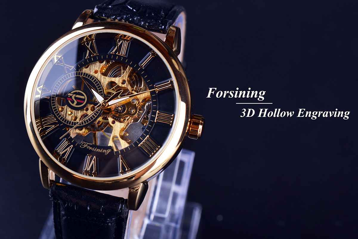 Forsining 3d Logo Design Hollo - Luxury Watch All Black บทวิจารณ์และราคา