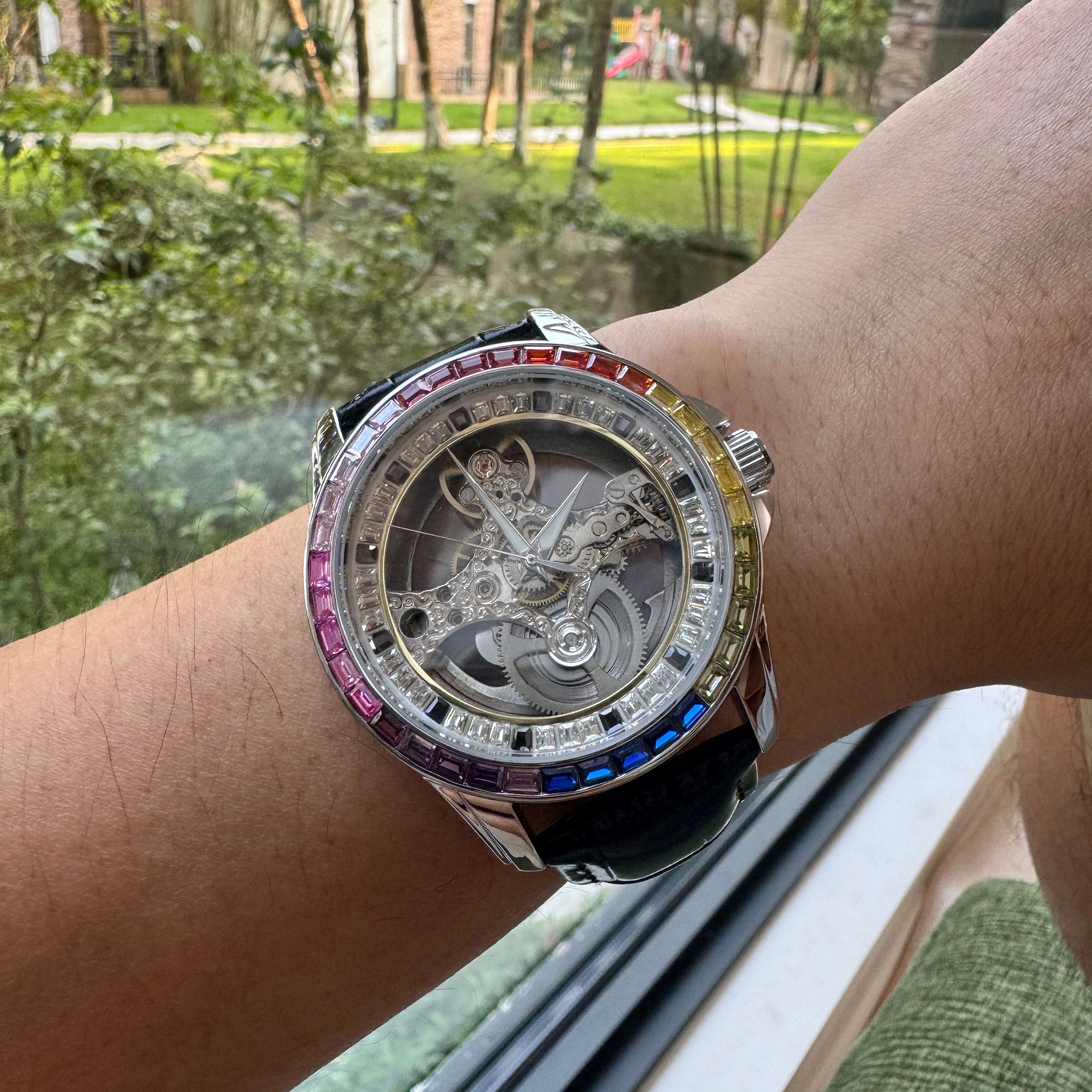 AOKULASIC Luxury Skeleton Auto - Luxury Watch All Black บทวิจารณ์และราคา