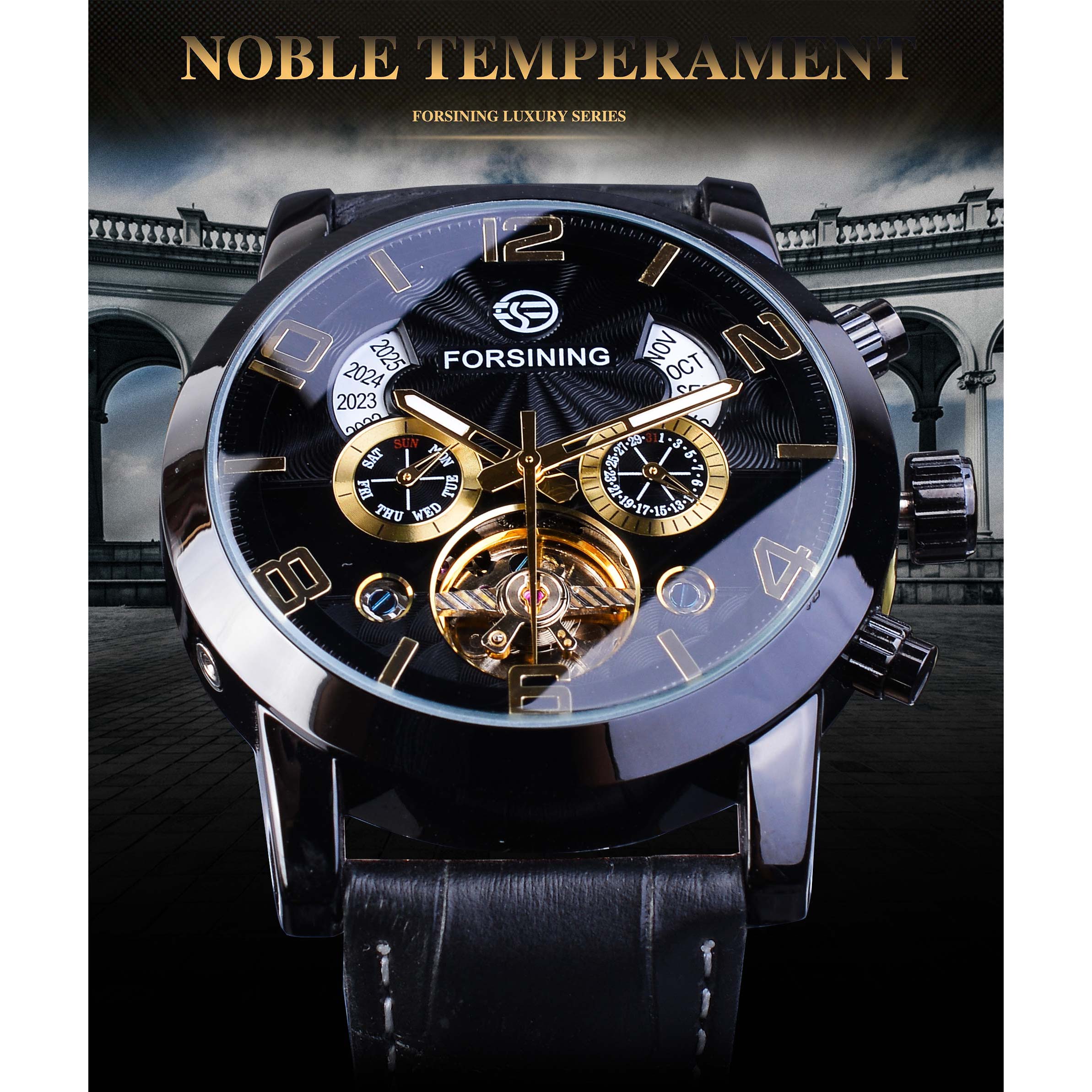Forsining Top Brand Luxury Tou - Luxury Watch All Black บทวิจารณ์และราคา