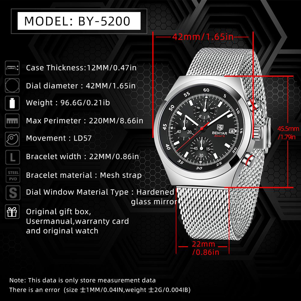 BENYAR Top Luxury Brand Men's  - Luxury Watch Strap บทวิจารณ์และราคา